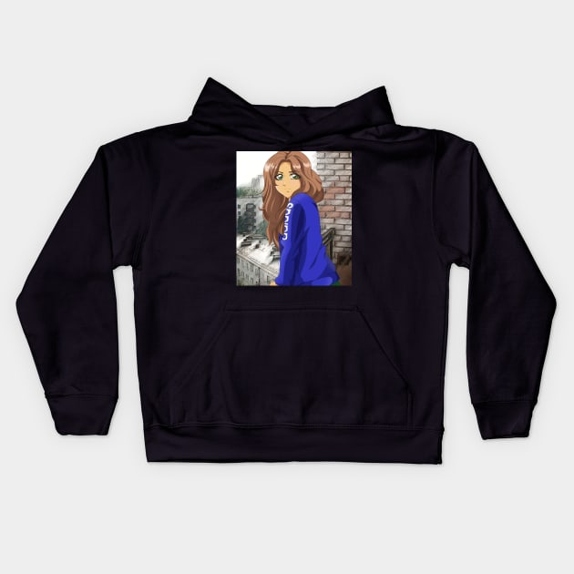 Anime Girl Kids Hoodie by Mirovella